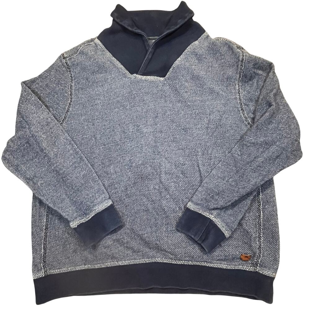 Tommy Bahama Faded Blue Denim Look Shawl Collar Pullover Men’s Large Sweater